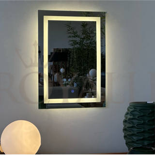 Espelho grande retangular jateado com Led 70x50 lapidado, banheiro, sala, maquiagem