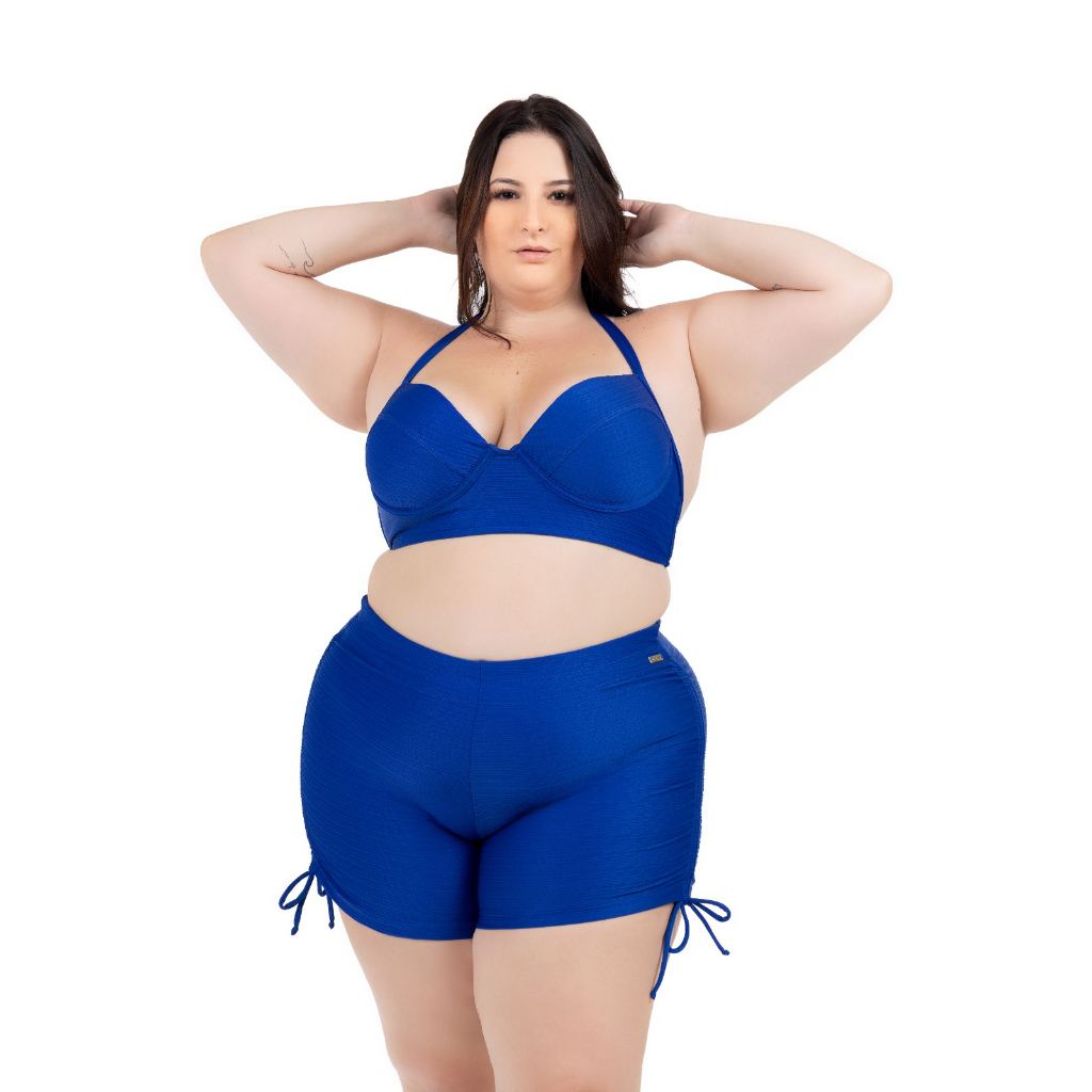 Biquíni Short Plus Size com Bojo Textura em Alto relevo Shopee