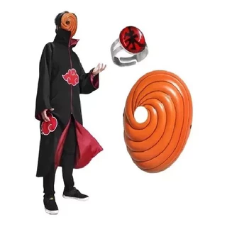 Kit Capa Akatsuki Cosplay+aneo Vermelho+tobi Mascara Naruto