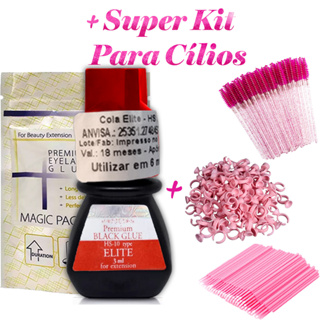 Cola Elite Hs-10 3ml Alongamento Cilios Postiços Extensão Fio Hs10 Premium Black Glue Volume Russo Com Anvisa