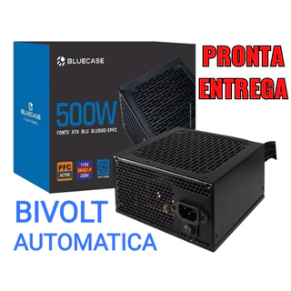 Fonte 500w Real PFC Ativo Bivolt Automático Pci-express 6 Pinos Silenciosa Bluecase BLU500PFC PRONTA ENTREGA SERVIDOR CONFIAVEL SILENCIOSA qualidade pronta entrega