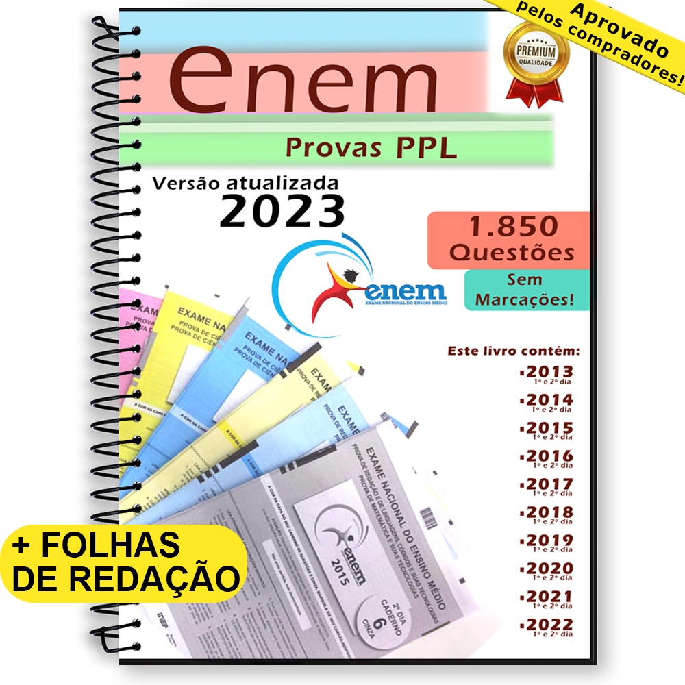 Enem PPL 2024 provas anteriores questões 2014 até 2023 + gabaritos