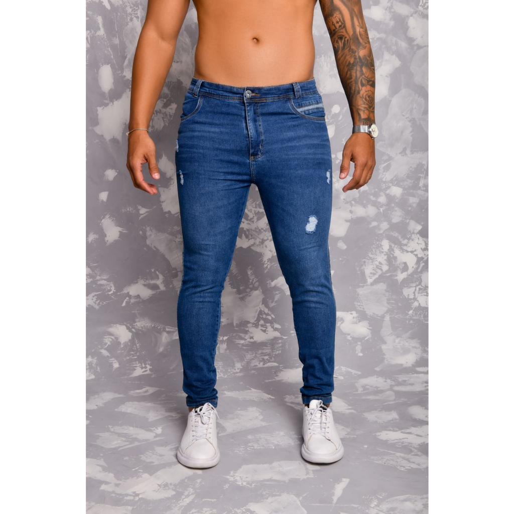 Calça jeans masculina lycra 2024 stretch