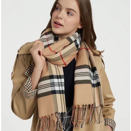 Cachecol xadrez clássico outono inverno quente casal xale cachecol versátil com borla