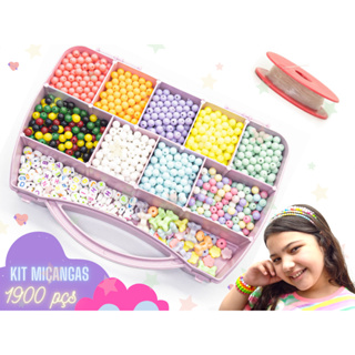 Kit Miçangas Infantil Mini Maleta 1900 Pçs Pulseiras Colares MELHOR PREÇO