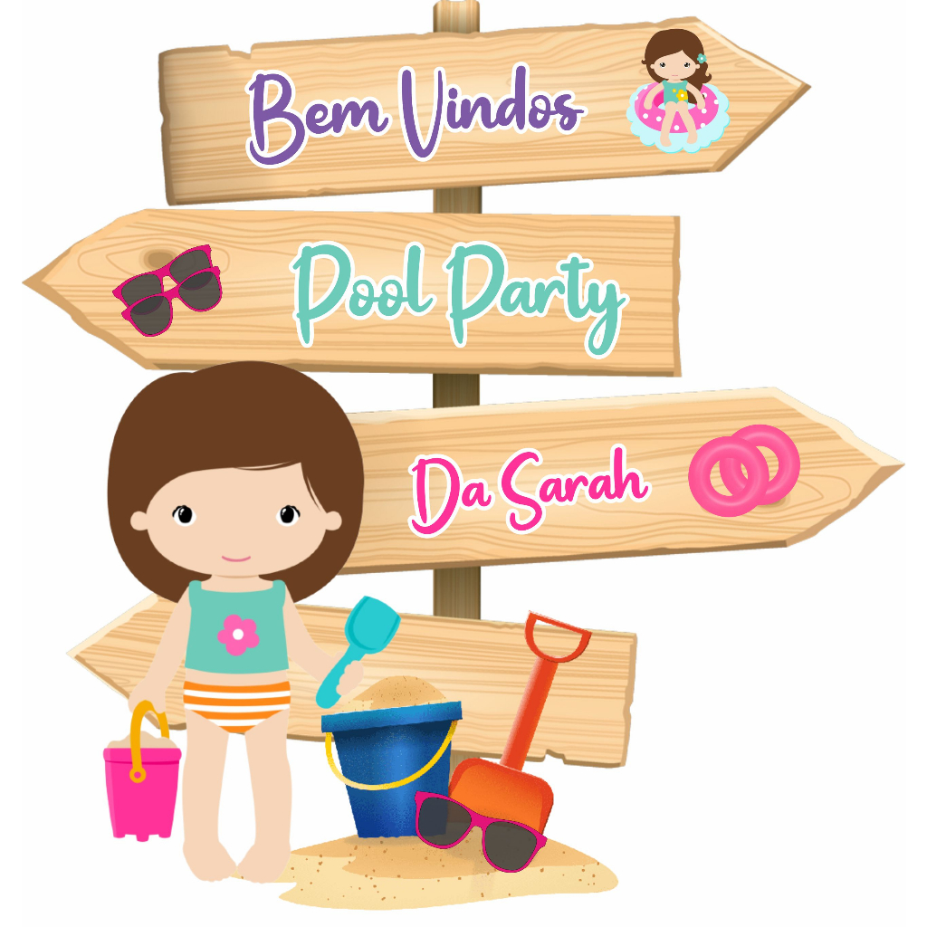 Display de chão - Tema Pool Party Menina (INFORME NOME NO CHAT AO ...