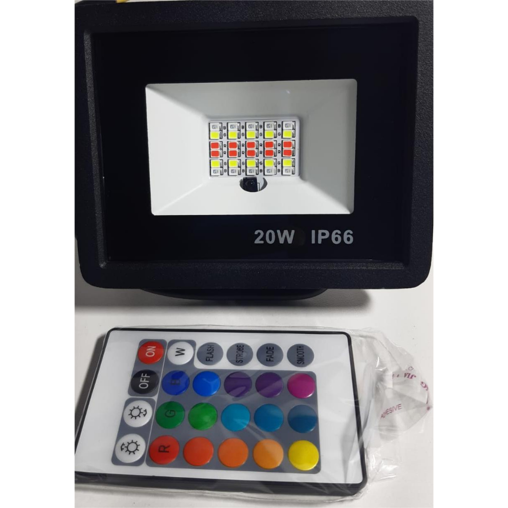 KIT 5 Refletor Rgb Led Holofote 20w Bivolt Colorido C/ Controle ...