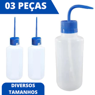 Pisseta Plástica Garrafa Almotolia Frasco sem Graduação 125ml a 1000ml unidade Bico Curvo Azul