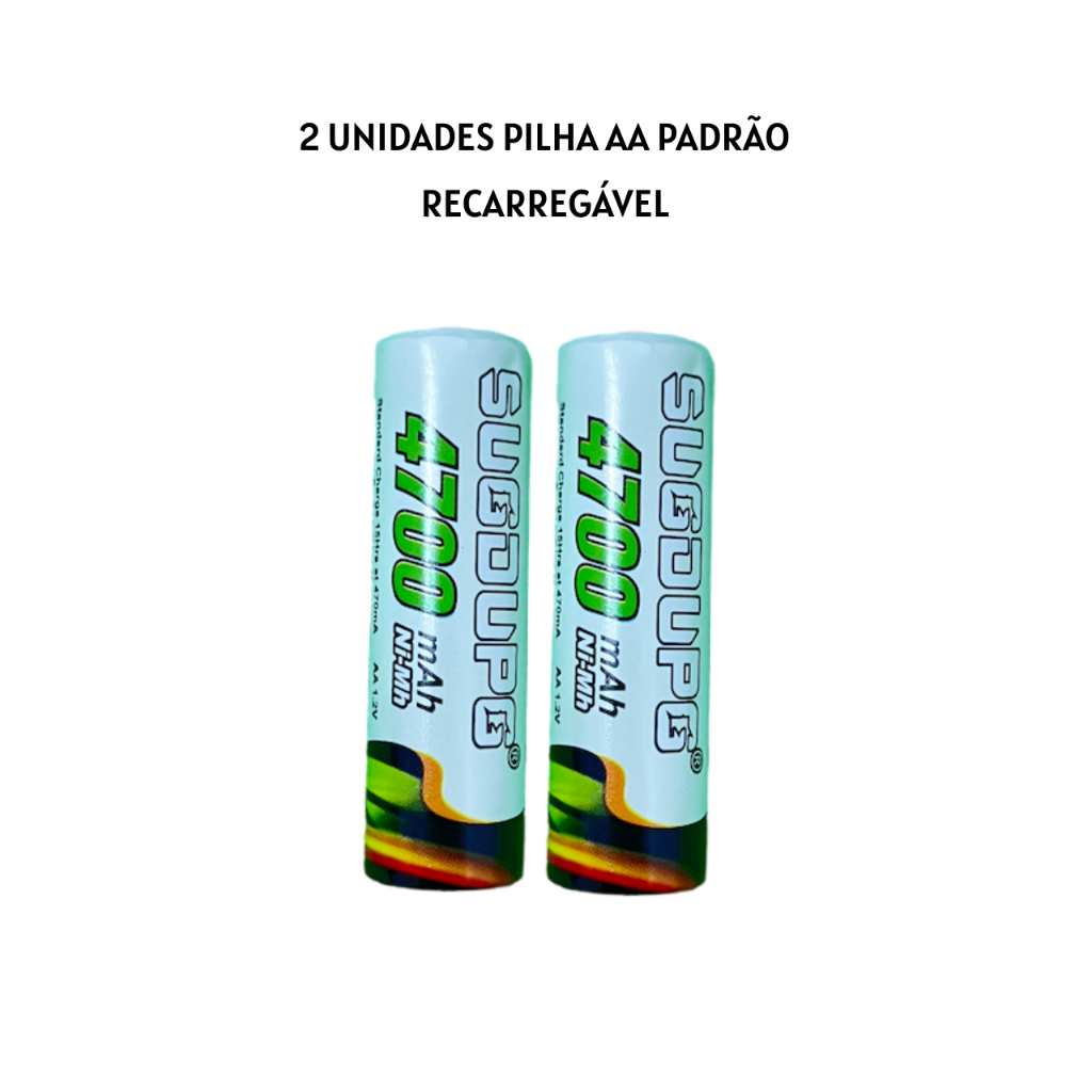 Pilhas recarregáveis songplus e Jiyi AAA palito 4 unidades 2700mAh, vida  útil de 1000 cargas.