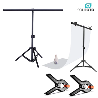 Suporte em T para Mesa com 70cm 2 Grampos SFI-757 Sou Foto para Fundo Infinito PVC, Tecido ou Papel