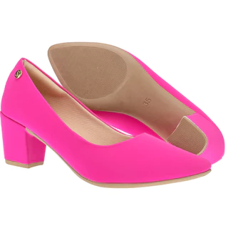 Sapato Scarpin Bico Fino Conforto Shekinah Salto Baixo Grosso Sapatilha Blogueira Moda Lançamento
