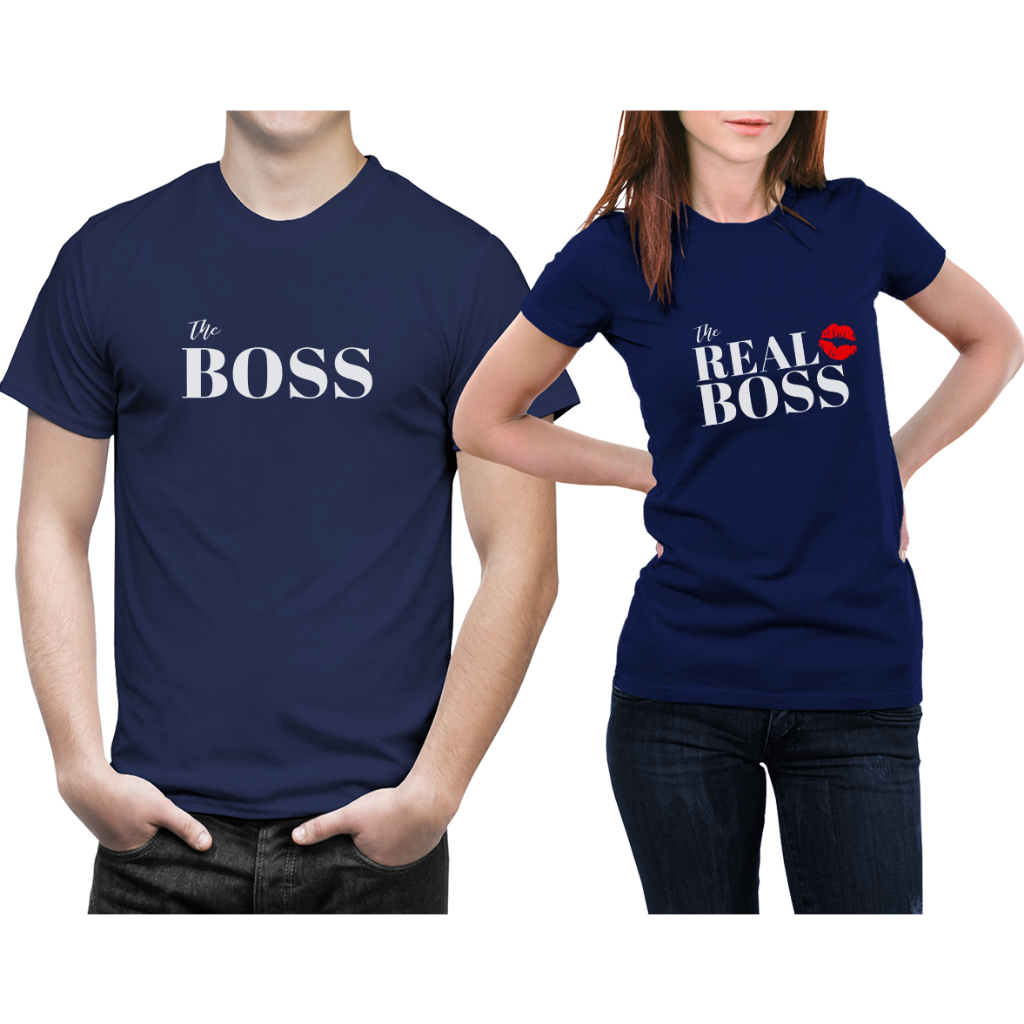 Kit Camiseta Casal The Boss The Real Boss Chefe e a Verdadeira Chefe ...