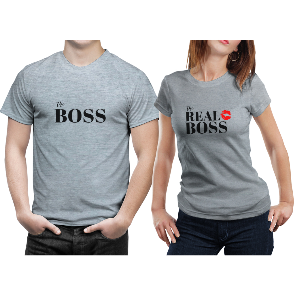 Kit Camiseta Casal The Boss The Real Boss Chefe e a Verdadeira Chefe ...