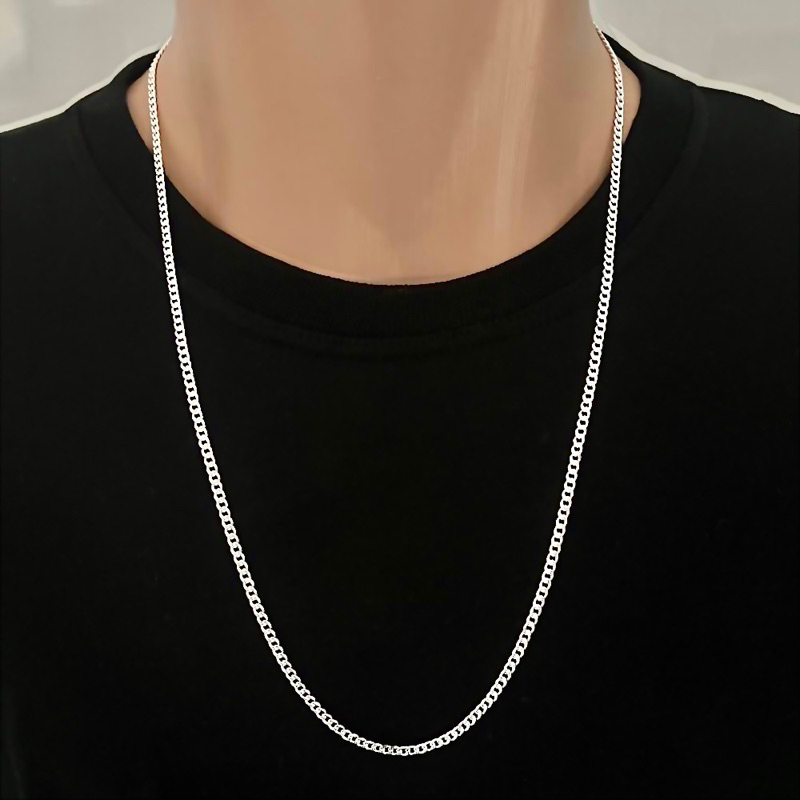 Corrente Correntinha Masculina Prata Fina Grumet 2,5mm Banho de Prata ...