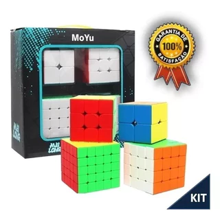 kit box cubo mágico profissional anti stress 2x2x2 + 3x3x3 + 4x4x4 + 5x5x5 Moyu Meilong