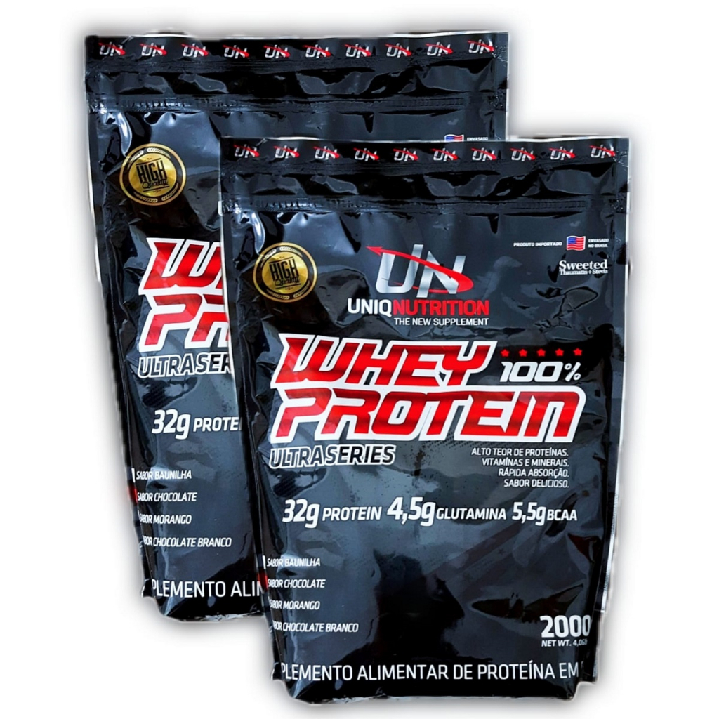 Whey Protein 100% Uniq Isolado Concentrado 4kgs – (2 Pacotes)