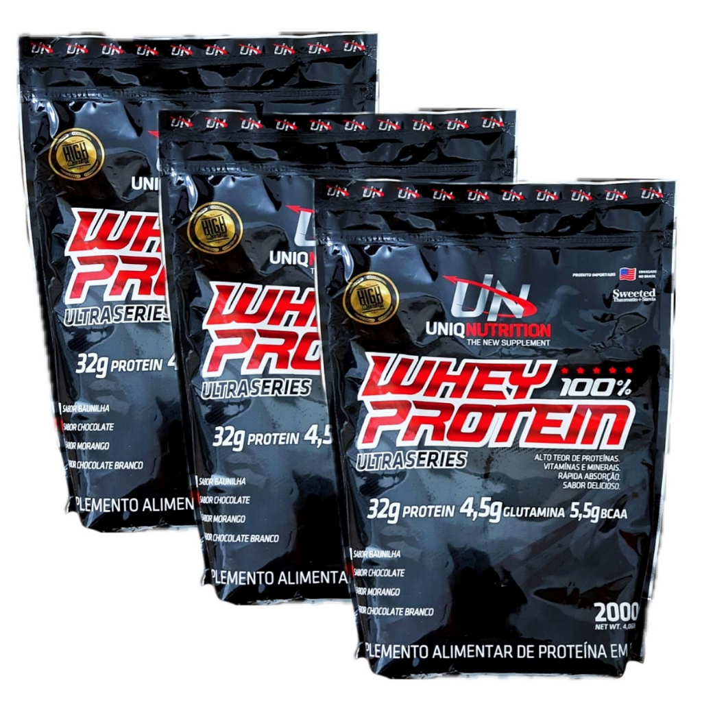 3x Whey Protein 100% Isolado Concentrado Hidrolisado Uniq Nutrition (6 Quilos)