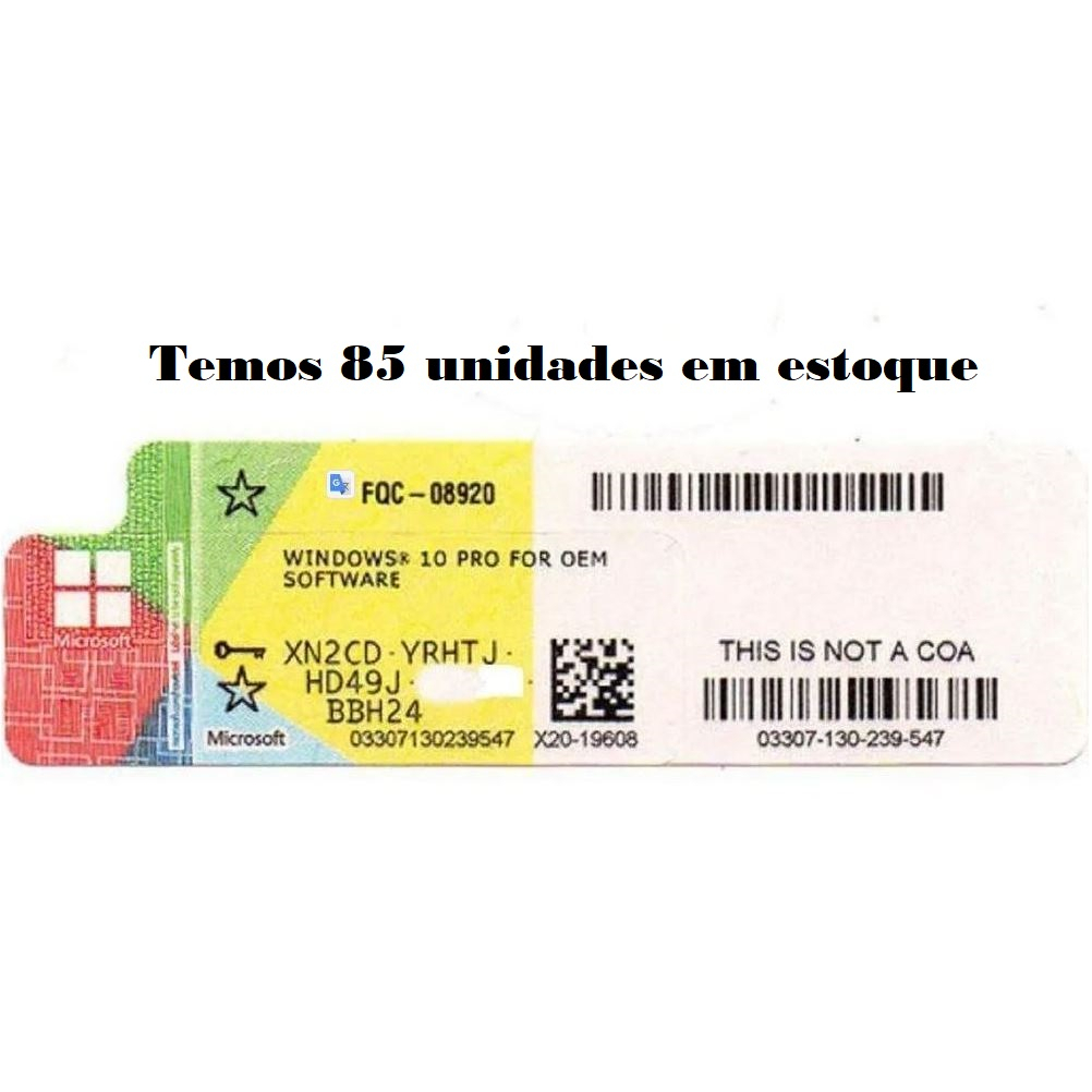 Windows 10 pro selo c serial original 32 64 bits novo nota fiscal