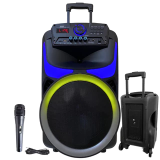 Caixa de Som Com Rodinha Grande Bluetooth Amplificada Portatil com Microfone Karaoke