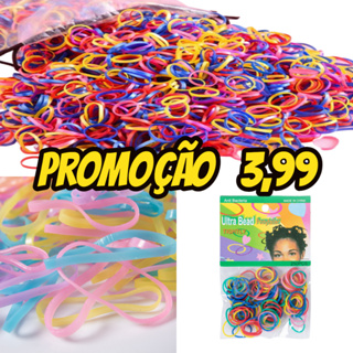 Kit 12 pacotes de Elásticos mini de silicone rabicó prendedor de cabelo em pacotinhos