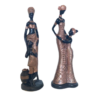 Escultura Africana decoração de casa rose Artesanal Prata enfeite de estante