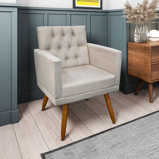 Poltrona Decorativa Luxo Capitone Para Sala e Recepção - Visan Estofados