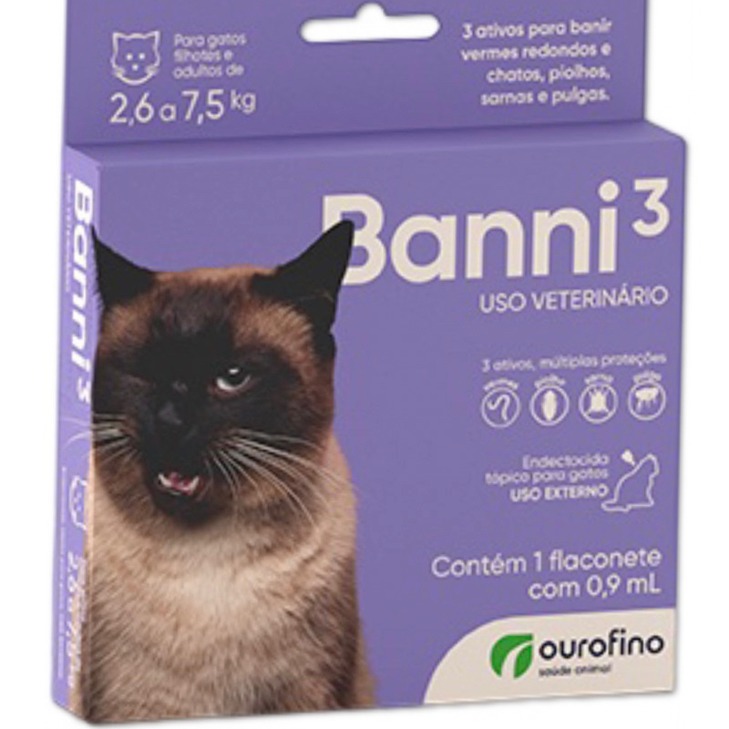 Antipulgas e vermífugo para Gatos Banni3 Ouro Fino