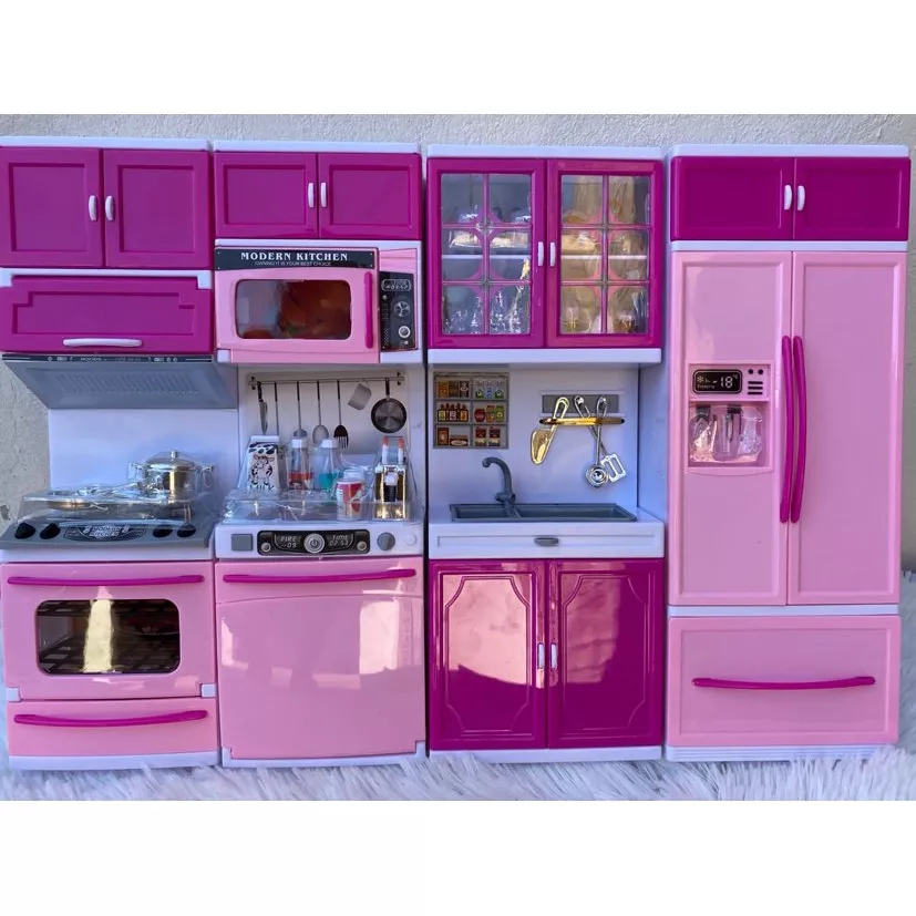 Mini Cozinha Boneca Barbie Completa Armario Geladeira Menina