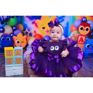 Fantasia Bolofofos Roxinha 2 em 1.Pode usar como Romper e como vestido. PRONTA-ENTREGA,ensaio,mes-versario. RN à 3 anos. Fabricação própria.