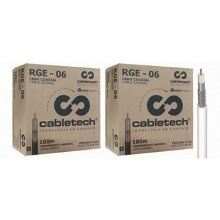 2 Caixas De Cabo Coaxial Rg6 Cobreado C/Malha 90% 200 Metros Pronta Entrega