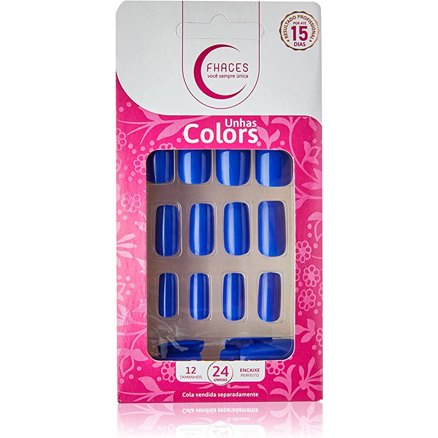 Unhas Colors 24 unidades - Azul Safira U3087 | Shopee Brasil