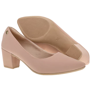 Sapato Social Scarpin Bico Fino Festa Shekinah Salto Baixo Bloco Quadrado Luxo Confortável Moda
