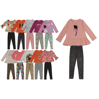 Kit 10 Peças 5 Legging + 5 Blusa Menina peças sortidas Infantil Menina Promoção