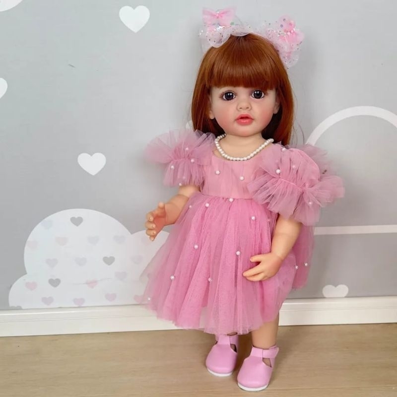 Bebê Reborn corpo todo em silicone boneca princesa Coelhinho 55cm