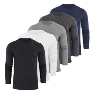 Kit 5 Camisetas Manga Longas Masculinas Algodão Fio 30.1 Premium