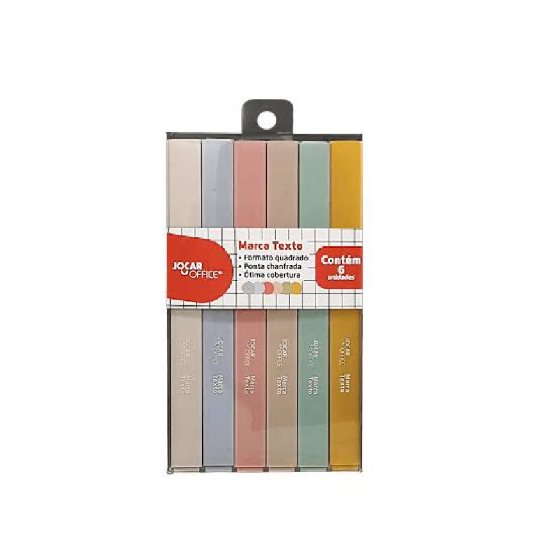 KIT Marca Texto QUADRADO COM 6 Cores JOCAR OFFICE | Shopee Brasil