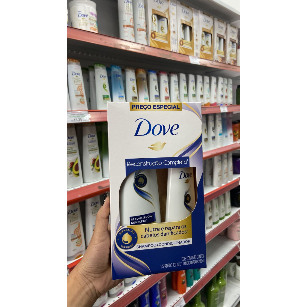 kit Dove inclui shampoo de 400ml condicionador de 200ml a escolher ...