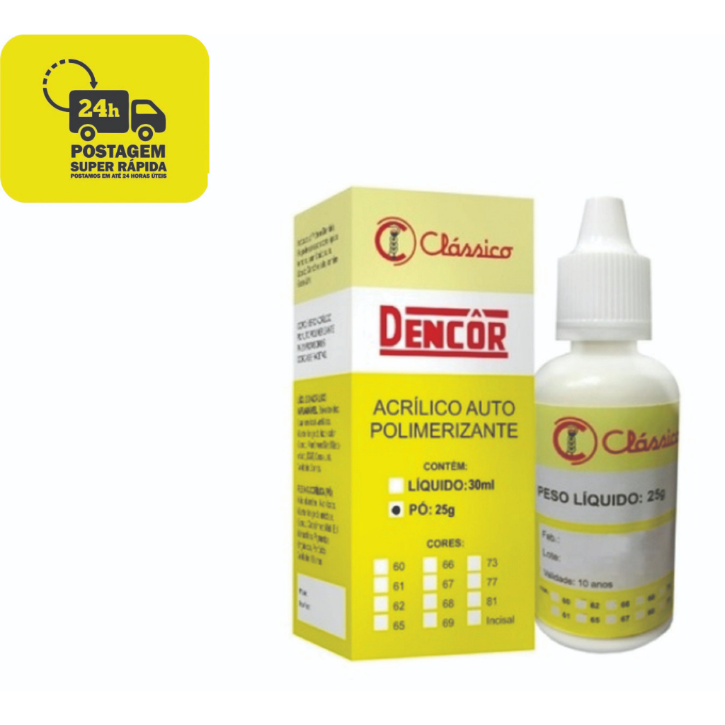 Resina Acrílica Dencôr em Pó 25g - Clássico | Shopee Brasil