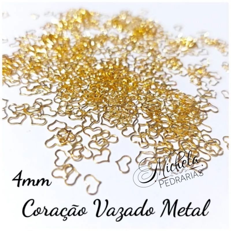Coração Metal Vazado 4mm/ Varejo / pct c/ 50 unids