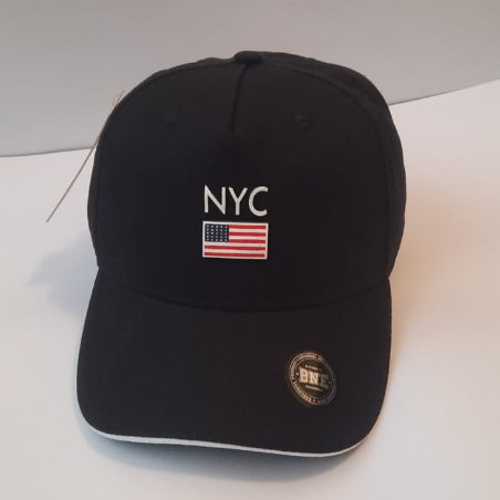 Boné NYC USA BNE Preto Aba Curva Fitão Strapback New York City - USA02