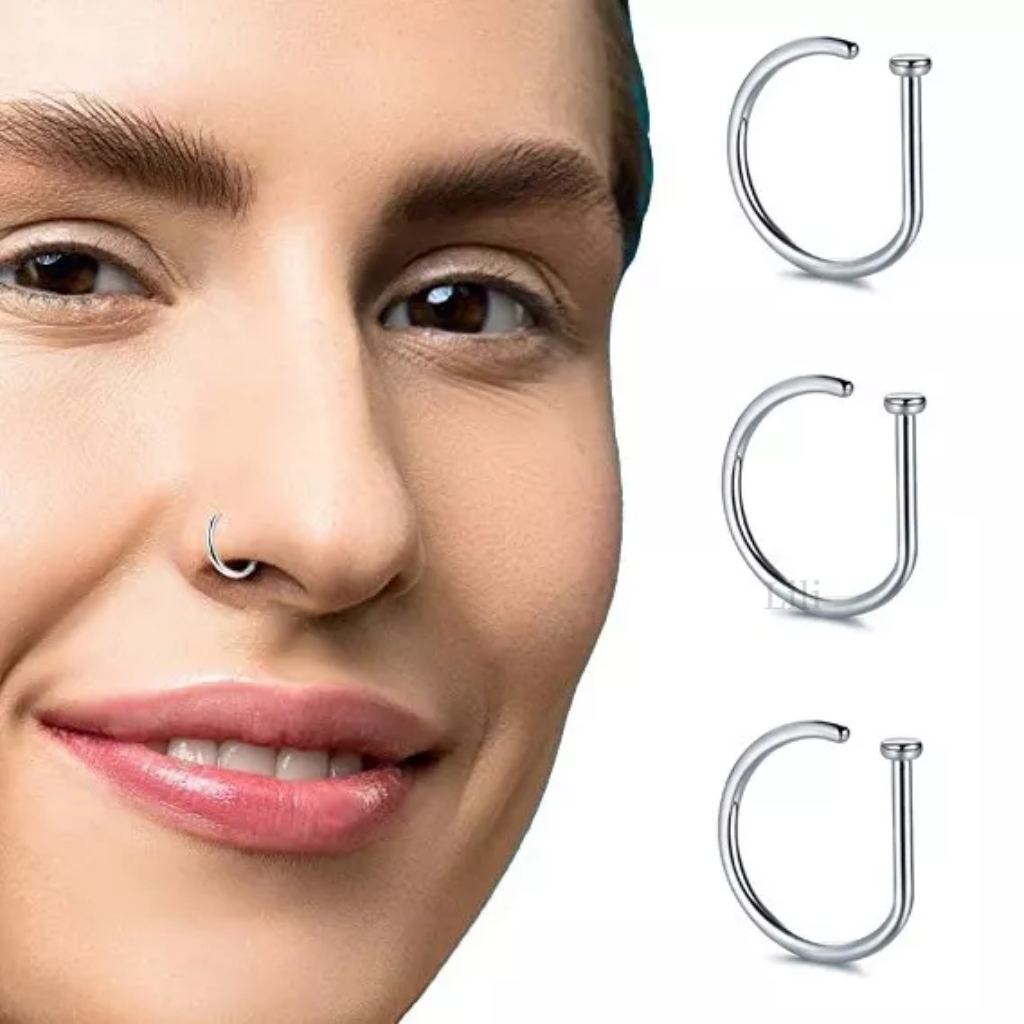 1 Piercing De Nariz Nostril Dring em aço cirúrgico Shopee Brasil