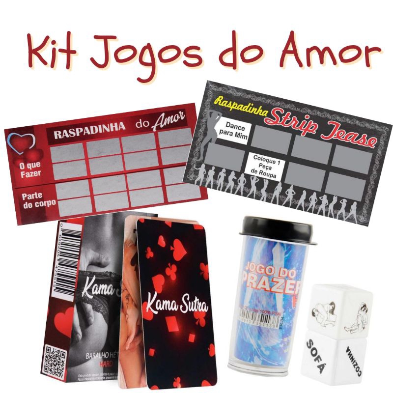 Kit Jogos do Amor com 1 Baralho Erótico Kama Sutra, 1 jogo de