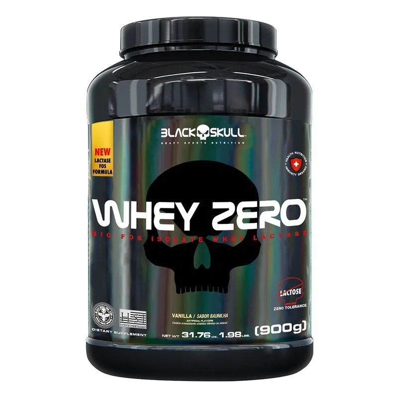 Whey Zero Lactose 900g Pote Blackskull Isolado Com Lactase e Fibras