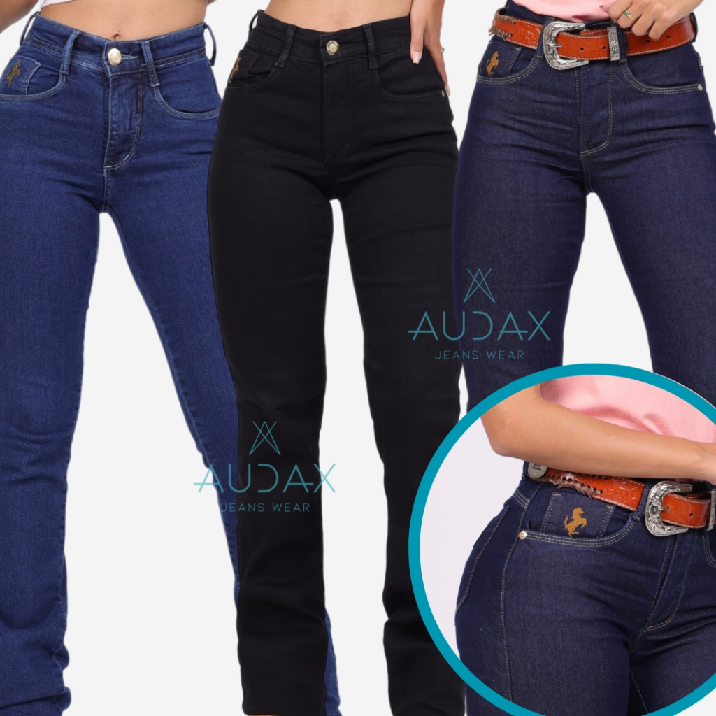 Calça Country de Rodeio Feminina Cintura Alta Com Lycra Elastano Empina Bumbum Estilo Sertanejo Pecuária