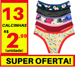 Kit 13 calcinhas atacado de microfibra poliéster algodão ou suplex tanga roupas femininas lingerie