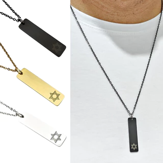 Colar Corrente Estrela de Davi com versículo gravação personalizada aço inox 316L premium nome data letra simbolos codigo spotify