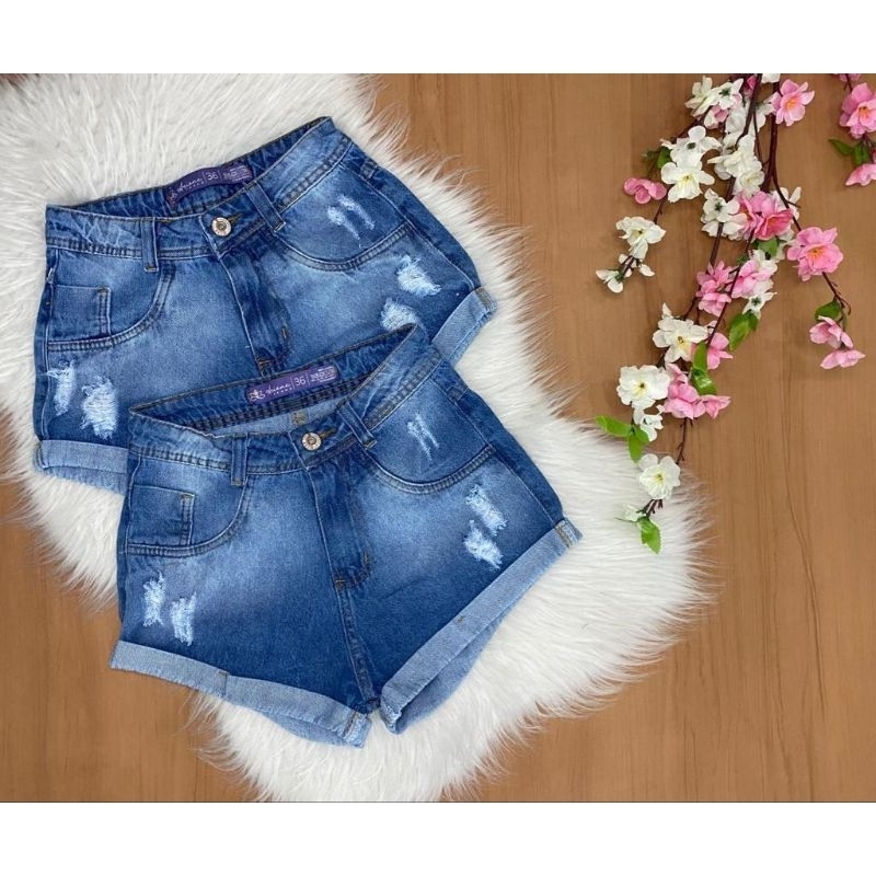 Shorts Jeans Escuro Barra Dobrada 30543