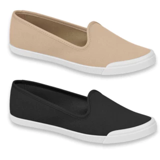 Sapatilha Moleca Slip On Redondo Lona Baixinha Confortável Leve Macia
