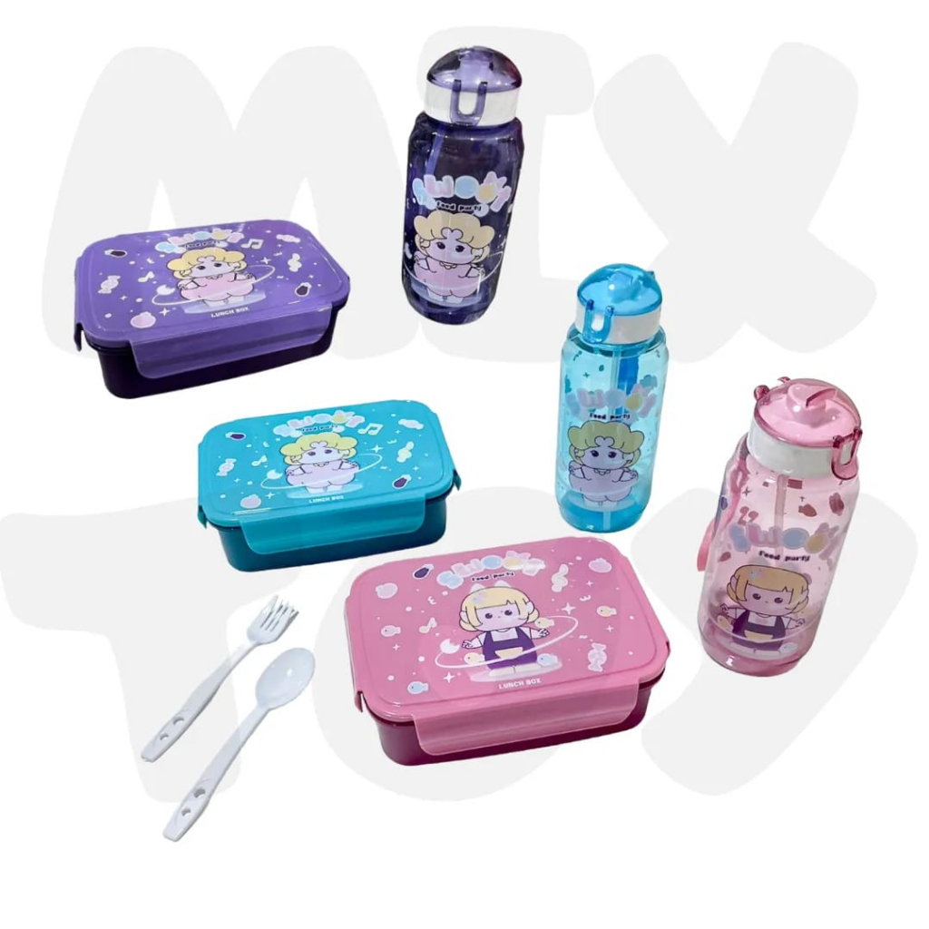 Kit Infantil Garrafa + Marmita Lancheira Com Talher Lanche Escolar ...