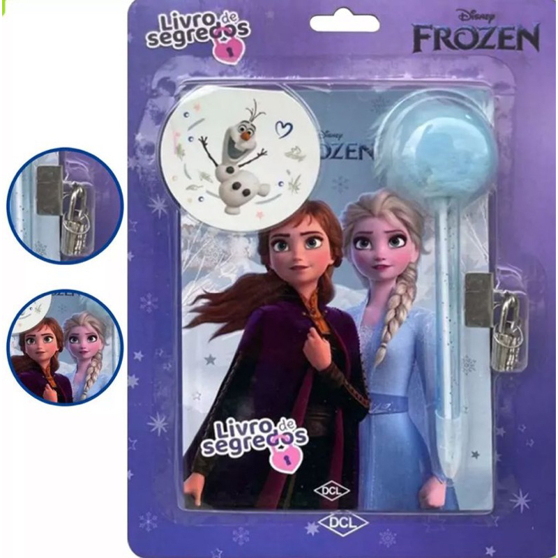 Diário Disney Livro De Segredos Com Cadeado Caneta Pompom E Adesivos